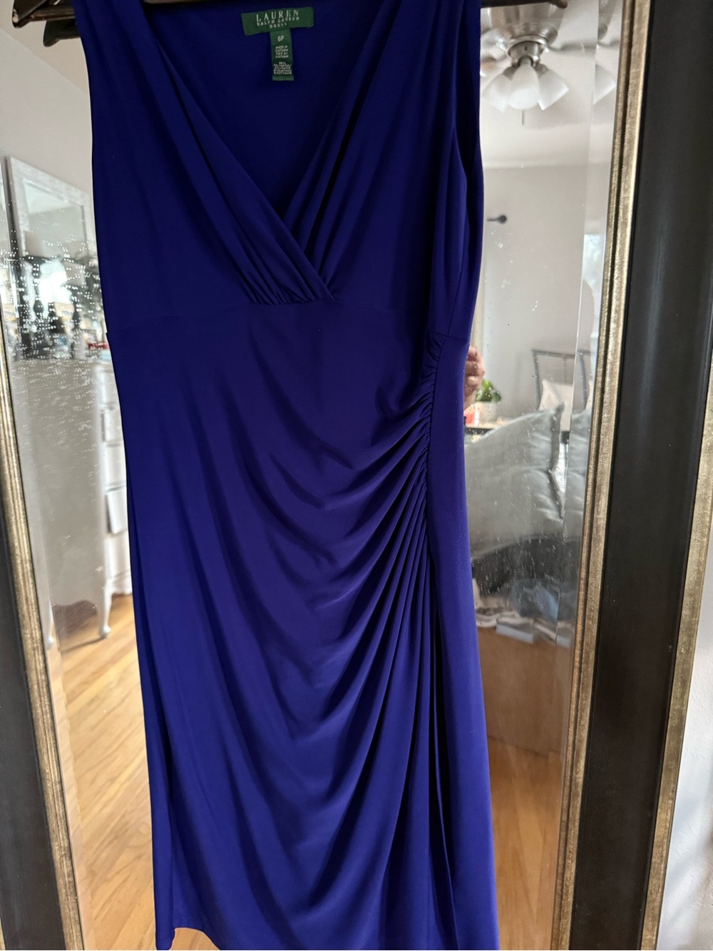 Ralph Lauren Cobalt Blue Draped V-Neck Dress - Picture 4 of 4